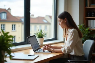 Jeune femme professionnelle consultat des graphiques immobiliers