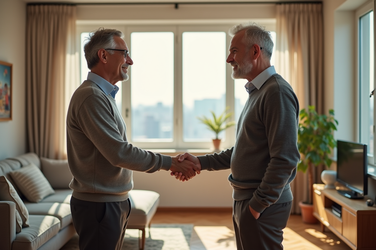 Homme souriant serrant la main d