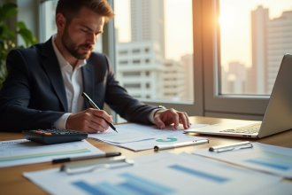 Investisseur immobilier examinant des documents de rénovation