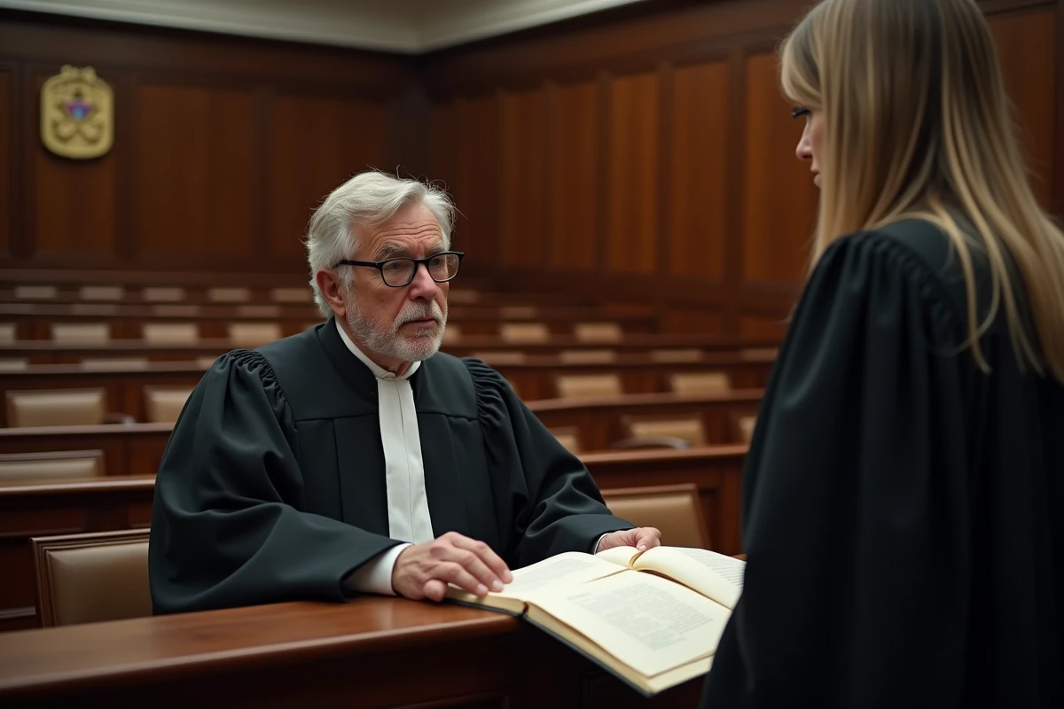 Scène judiciaire d'une audience de résiliation de bail commercial dans un tribunal civil français