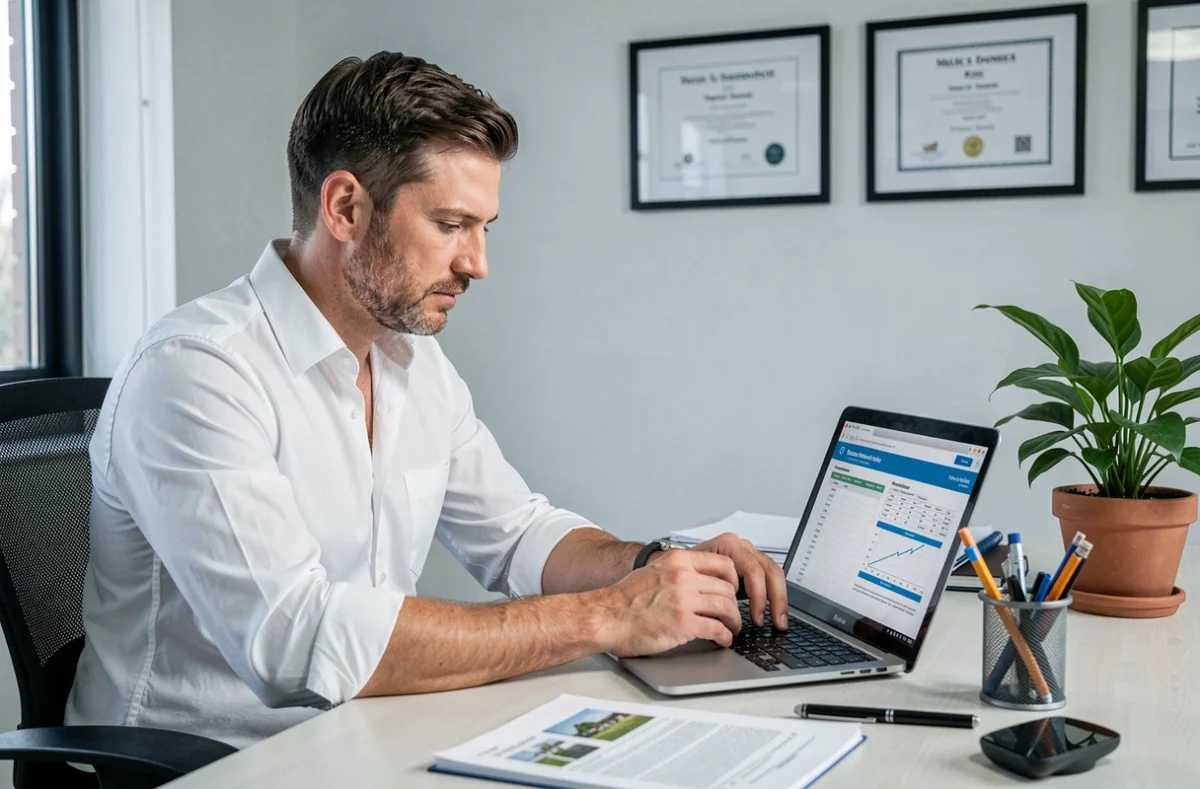 Professionnel de Sico Sté analysant des rapports de gestion de copropriété à Pau