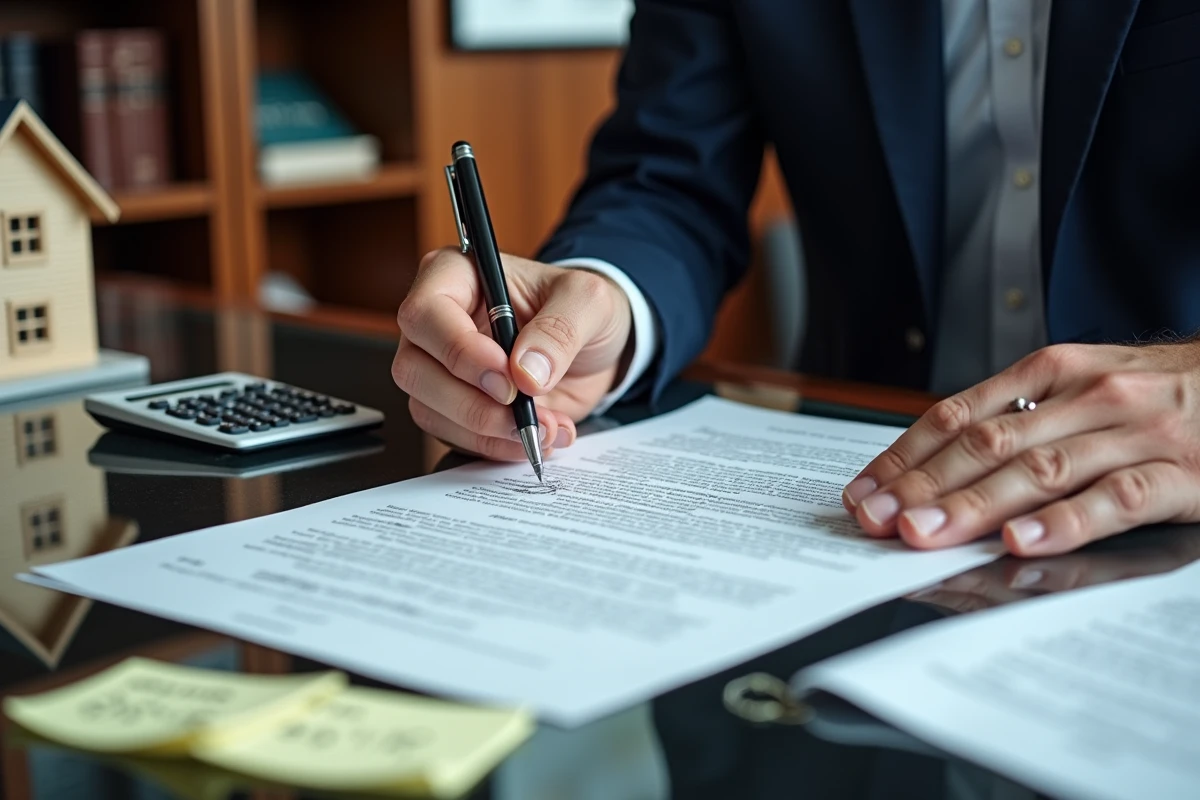 Signature d'un acte notarié pour une première opération immobilière avec option TVA marchand de bien